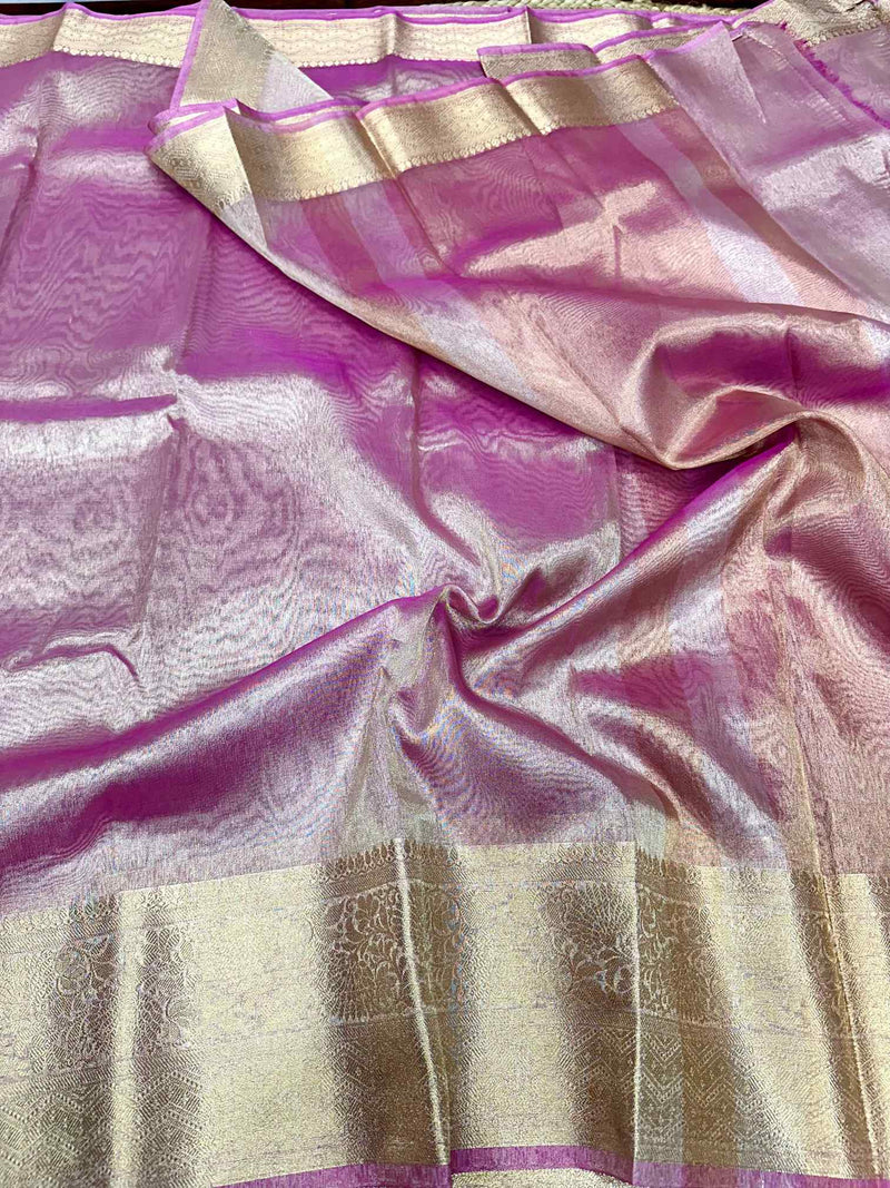 Janhvi Kapoor Inspired Pink Tissue Silk Saree