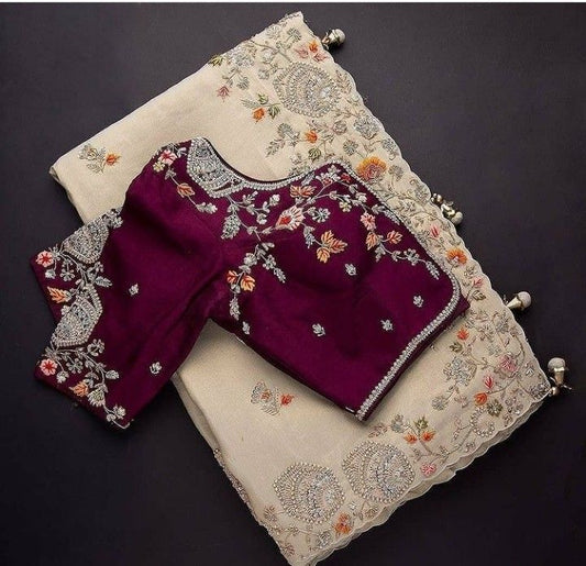 Maroon Super Soft Designer Saree