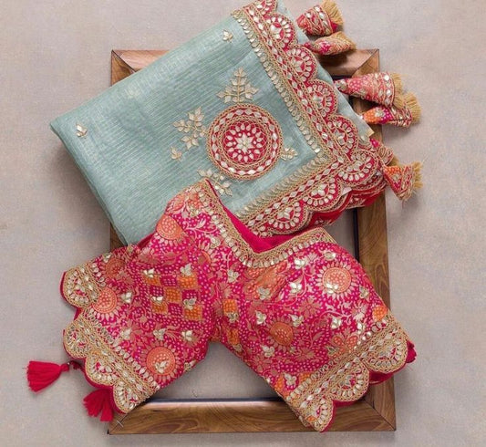 Khushi Heavy Print and Work Blouse and Saree