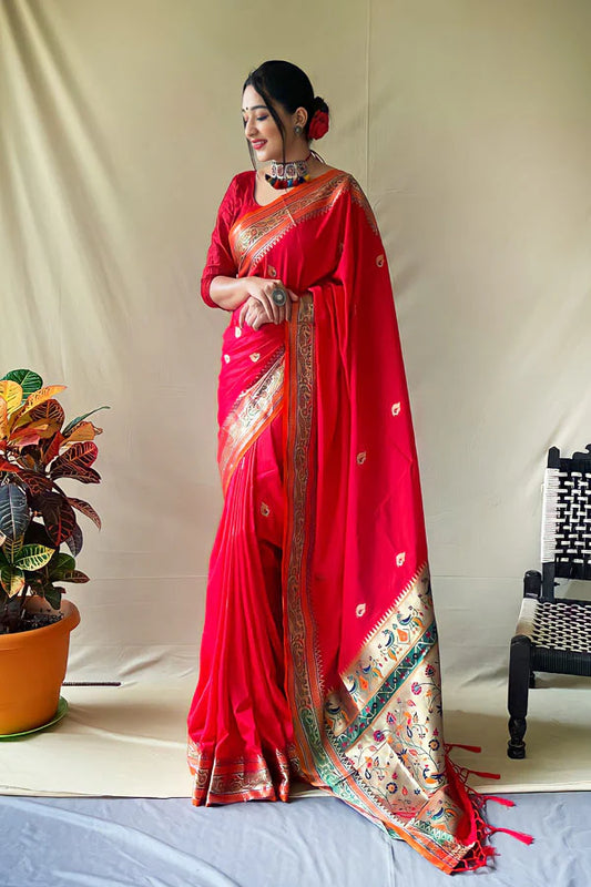 Karva Chauth special Saree 2025 Red online With Necklace