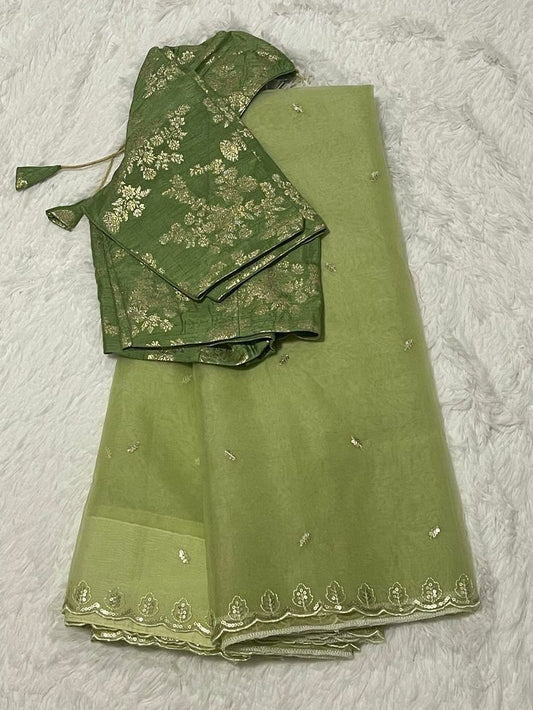 Green and Art saree For You